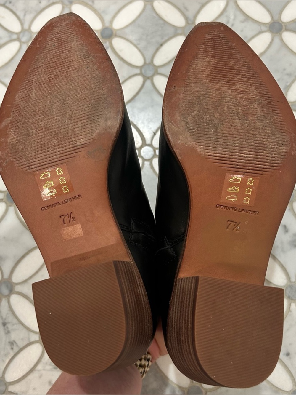 Madewell Western The Charley Boot in Leather Black Almond Toe Zip Up Booties 7.5 - Picture 10 of 14